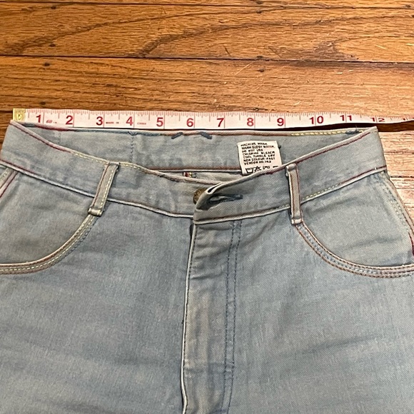 Vintage High Waisted Light Wash Pentimento Jeans with Rainbow Thread Detail - Picture 6 of 10